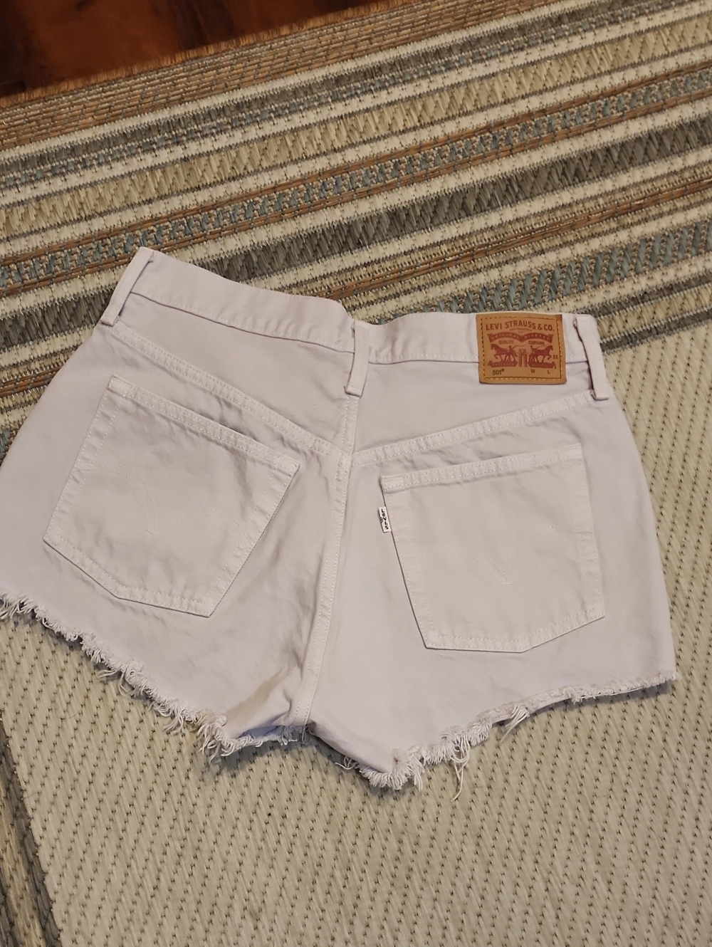 Levi's Women's Light Lavender Frayed Denim Cutoff Shorts 501